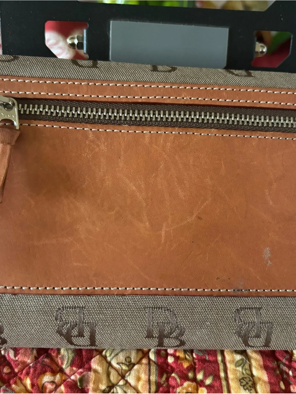 Dooney & Bourke Brown Canvas Wallet with Tan Leather Trim